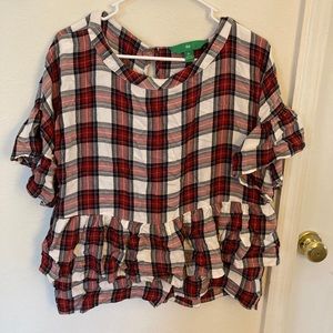 Plaid Peplum Blouse